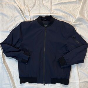 Blue Varsity Bomber Jacket with Sleek Design